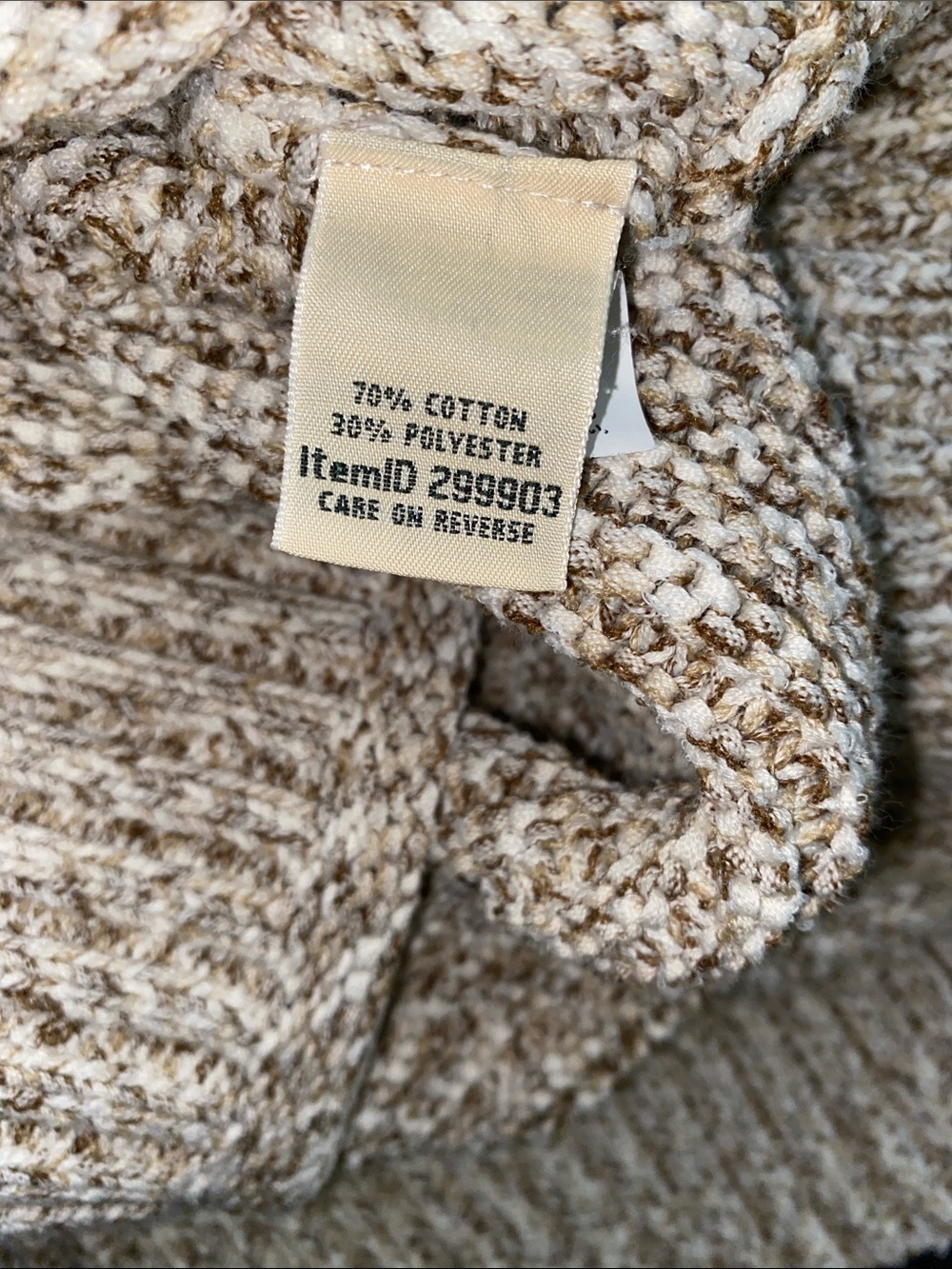 L.L. Bean • Marled • Oatmeal • High-Low • Side Slit • Crewneck Sweater • Large - Picture 3 of 5